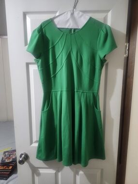 Gianni Bini Bright Green Short-Sleeve Fit & Flare Mini Dress